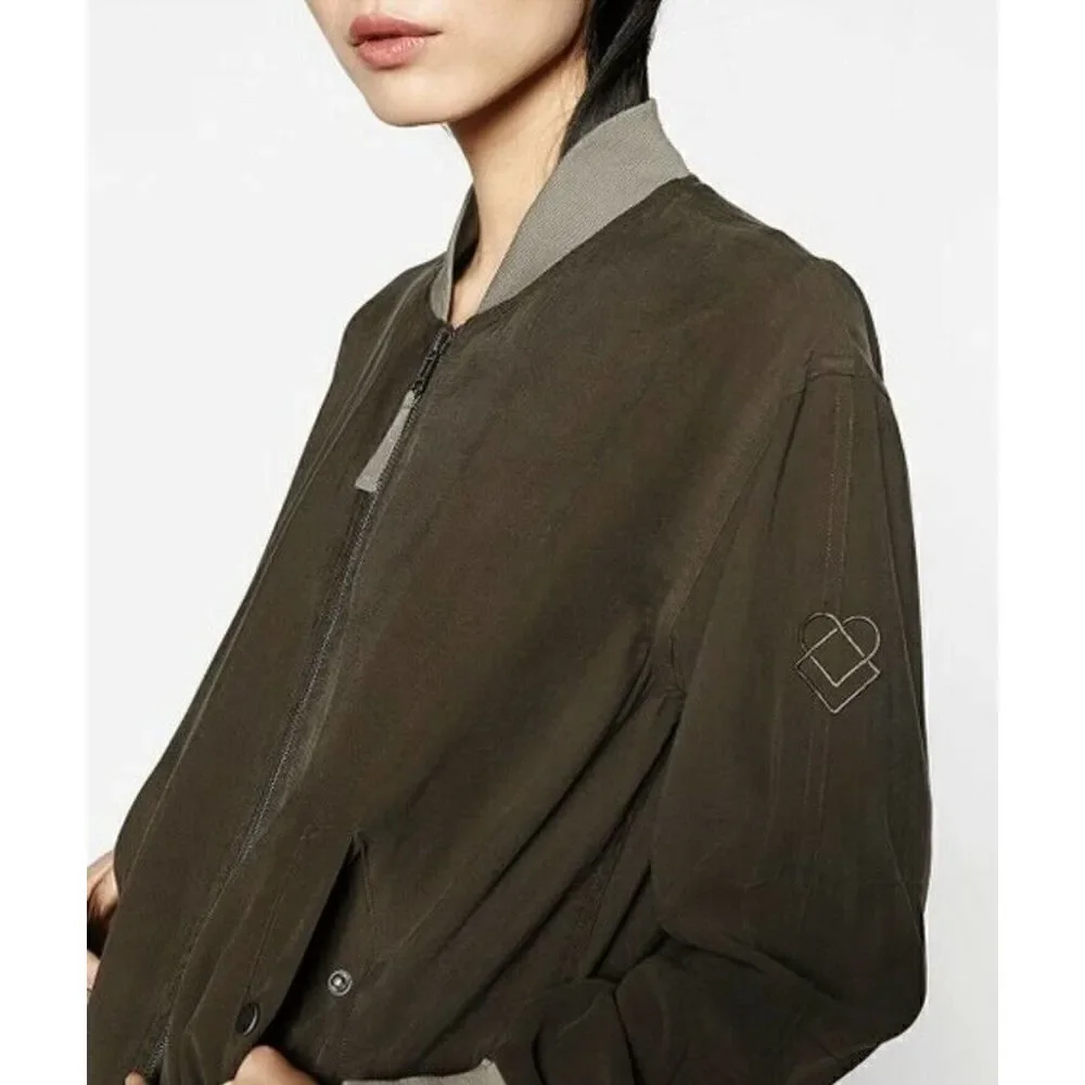 Liebeskind Berlin Women’s Grey Twill- Collar Bomber Jacket Size Small